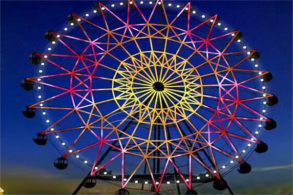 Wheel Ride with Colorful Lights at Nights